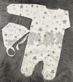 Комплект Тими Звездочки с шапочкой, человечком 56р, футер Молочный