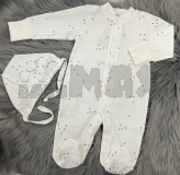 Комплект Тими Треугольники с шапочкой, человечком 62р, рубчик Молочный