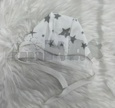 Шапочка с завязками Тими Звездочки 38–40р, футер Белый