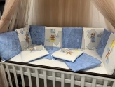 Бортики в кроватку Ведмедик Друг медвежонок, панель Голубой