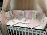 Бортики в кроватку Ведмедик Друг медвежонок, панель Розовый
