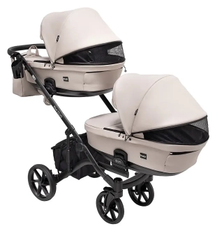 Коляска для двійні 2 в 1 Bair Kiwi DUO ECO BKD-33-1, екошкіра Капучино - Фото 3