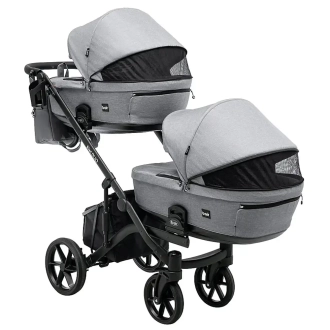 Коляска для двойни 2 в 1 Bair Kiwi DUO Soft BKP-218 Серый - Фото 4
