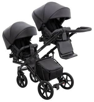 Коляска для двойни 2 в 1 Bair Kiwi DUO ECO BKD-15, екокожа Черный - Фото 7