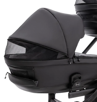 Коляска для двойни 2 в 1 Bair Kiwi DUO ECO BKD-15, екокожа Черный - Фото 8
