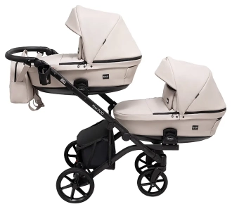 Коляска для двойни 2 в 1 Bair Kiwi DUO ECO BKD-32/33, екокожа Бежевый/капучино - Фото 2