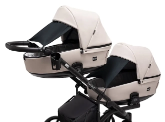 Коляска для двойни 2 в 1 Bair Kiwi DUO ECO BKD-32/33, екокожа Бежевый/капучино - Фото 5