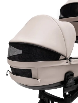 Коляска для двойни 2 в 1 Bair Kiwi DUO ECO BKD-32/33, екокожа Бежевый/капучино - Фото 6