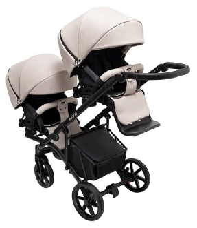 Коляска для двойни 2 в 1 Bair Kiwi DUO ECO BKD-32/33, екокожа Бежевый/капучино - Фото 7