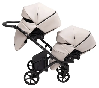 Коляска для двойни 2 в 1 Bair Kiwi DUO ECO BKD-32/33, екокожа Бежевый/капучино - Фото 9