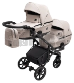 Коляска для двойни 2 в 1 Bair Kiwi DUO ECO BKD-32/33, екокожа Бежевый/капучино