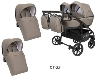 Коляска для двойни 2 в 1 Angelina Tvigo Duo DT-22 Коричневый - Фото 1