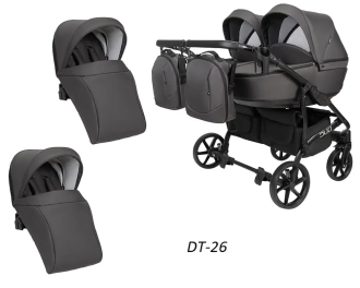 Коляска для двойни 2 в 1 Angelina Tvigo Duo DT-26 Темно-серый - Фото 1