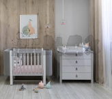 Комплект мебели Верес Монако Велюр Кроватка и Комод-90 Бело-серый