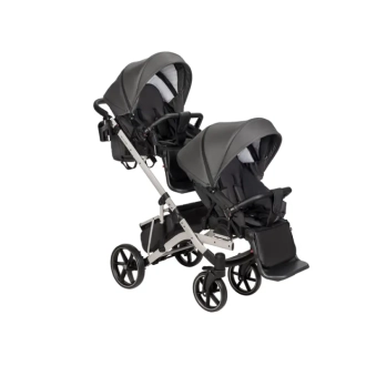Коляска для двойни 2 в 1 Angelina Velio-Duo-Lux DVL-36 Серый - Фото 8
