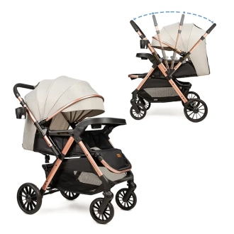 Коляска прогулочная с автолюлькой Ninos Maxi 2 Light Grey Gold/Серый - Фото 1