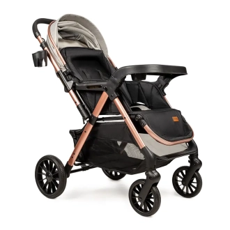 Коляска прогулочная с автолюлькой Ninos Maxi 2 Light Grey Gold/Серый - Фото 3