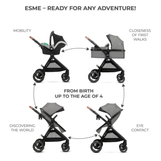 Коляска 3 в 1 Kinderkraft Esme Moonlight Grey/Серый - Фото 14