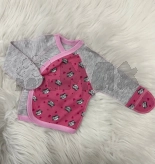 Распашонка Happy Tot Котики с длинным рукавом 56р, футер Розовый