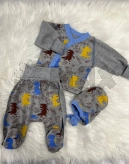 Комплект Кузьменко с шапочкой, распашонкой, ползунками 56р, интерлок Серый