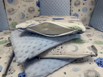 Комплект постельный Ведмедик Космос 6 предметов, плюш Голубой - Фото 3