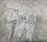 Комплект Baby Life Зайчик с шапочкой, человечком 62р, рубчик Молочный