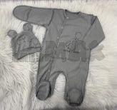 Комплект Baby Life Зайчик с шапочкой, человечком 62р, рубчик Серый