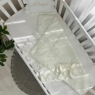 Плед-конверт для новорожденных на выписку MSonya (Маленькая Соня) De Lux 80×80 см Молочный - Фото 1