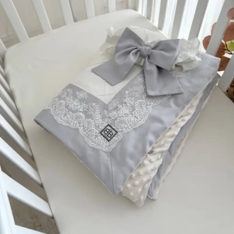 Плед-конверт для новорожденных на выписку Baby Chic Коллекция №1 80×80 см Серый - Фото 4