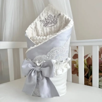 Плед-конверт для новорожденных на выписку Baby Chic Коллекция №1 80×80 см Серый - Фото 6