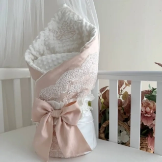 Плед-конверт для новорожденных на выписку Baby Chic Коллекция №1 80×80 см Кремовый - Фото 1