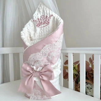 Плед-конверт для новорожденных на выписку Baby Chic Коллекция №1 80×80 см Запыленная роза - Фото 1