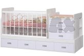 Ліжечко трансформер дитяче Боні-меблі DIANA з шухлядами, маятником 0–12 років Аляска/лаванда