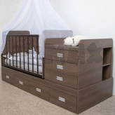 Ліжечко трансформер дитяче Боні-меблі DIANA з шухлядами, маятником 0–12 років Ясень королівський темний