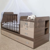 Ліжечко трансформер дитяче Боні-меблі DIANA з шухлядами, маятником 0–12 років Ясень королівський темний/ясень королівський світлий