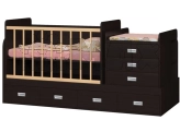 Ліжечко трансформер дитяче Боні-меблі DIANA з шухлядами, маятником 0–12 років Венге
