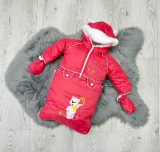 Комбинезон детский зимний Тимурка трансформер 0–2 года, плащевка/овчина Красный - Фото 1