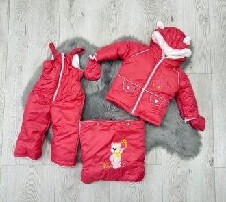 Комбинезон детский зимний Тимурка трансформер 0–2 года, плащевка/овчина Красный - Фото 2