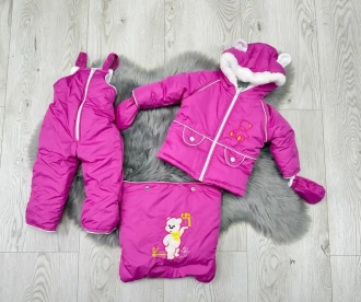 Комбинезон детский зимний Тимурка трансформер 0–2 года, плащевка/овчина Малиновый - Фото 4