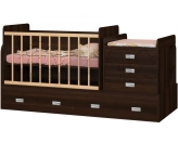 Ліжечко трансформер дитяче Боні-меблі DIANA з шухлядами, маятником 0–12 років Горіх темний