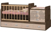 Ліжечко трансформер дитяче Боні-меблі DIANA з шухлядами, маятником 0–12 років Дуб ансберг/ясень королівський світлий