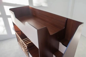 Ліжечко трансформер двоярусне дитяче Боні-меблі Domino Dark walnut/milk oak/Венге/дуб молочний - Фото 8