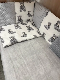 Комплект постельный Ведмедик Игрушка медвежонок 6 предметов, плюш Серый - Фото 1