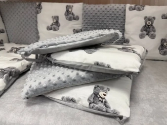 Комплект постельный Ведмедик Игрушка медвежонок 6 предметов, плюш Серый - Фото 2