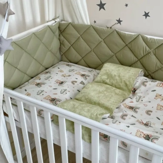Комплект постельный MSonya (Маленькая Соня) Baby Mix Медвежонок boy мята 6 предметов Оливковый - Фото 7