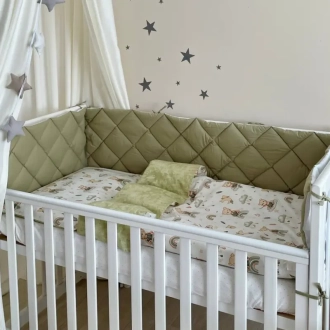 Комплект постельный MSonya (Маленькая Соня) Baby Mix Медвежонок boy мята 6 предметов Оливковый - Фото 8