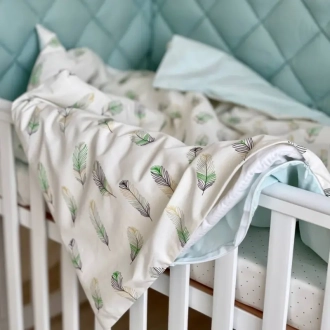Комплект постельный MSonya (Маленькая Соня) Baby Mix Перо мята 6 предметов Мятный - Фото 4