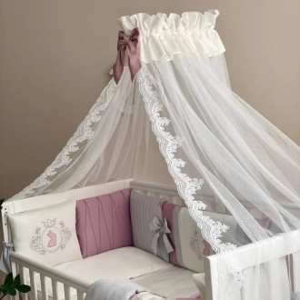 Комплект постельный MSonya (Маленькая Соня) Royal 6 предметов Пудровый - Фото 6