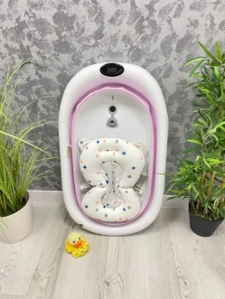 Ванночка складная детская Twins Bubble с матрасиком Розовый - Фото 1