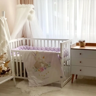 Комплект постельный MSonya (Маленькая Соня) Коллекция №8 Sweet Dream Зайчик с мамой 5 предметов Фиолетовый - Фото 2